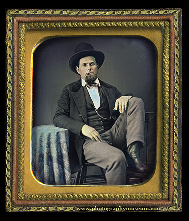 Informal pose of a man with his foot on a chair - daguerreotype portrait