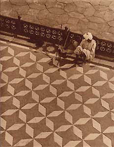 Shotaro Shimomura XXI (Japan, 1883-1944): "Pavement at the Taj Mahal" Silver print, 6 x 8 inches, 1934-5