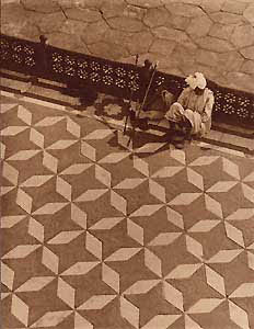 Shotaro Shimomura XXI (Japan, 1883-1944): "Pavement at the Taj Mahal" Silver print, 6 x  8 inches, 1934-5