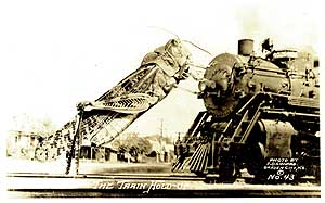 Frank D. Conard,  "The Train Hold-Up".  Silver print postcard circa 1935